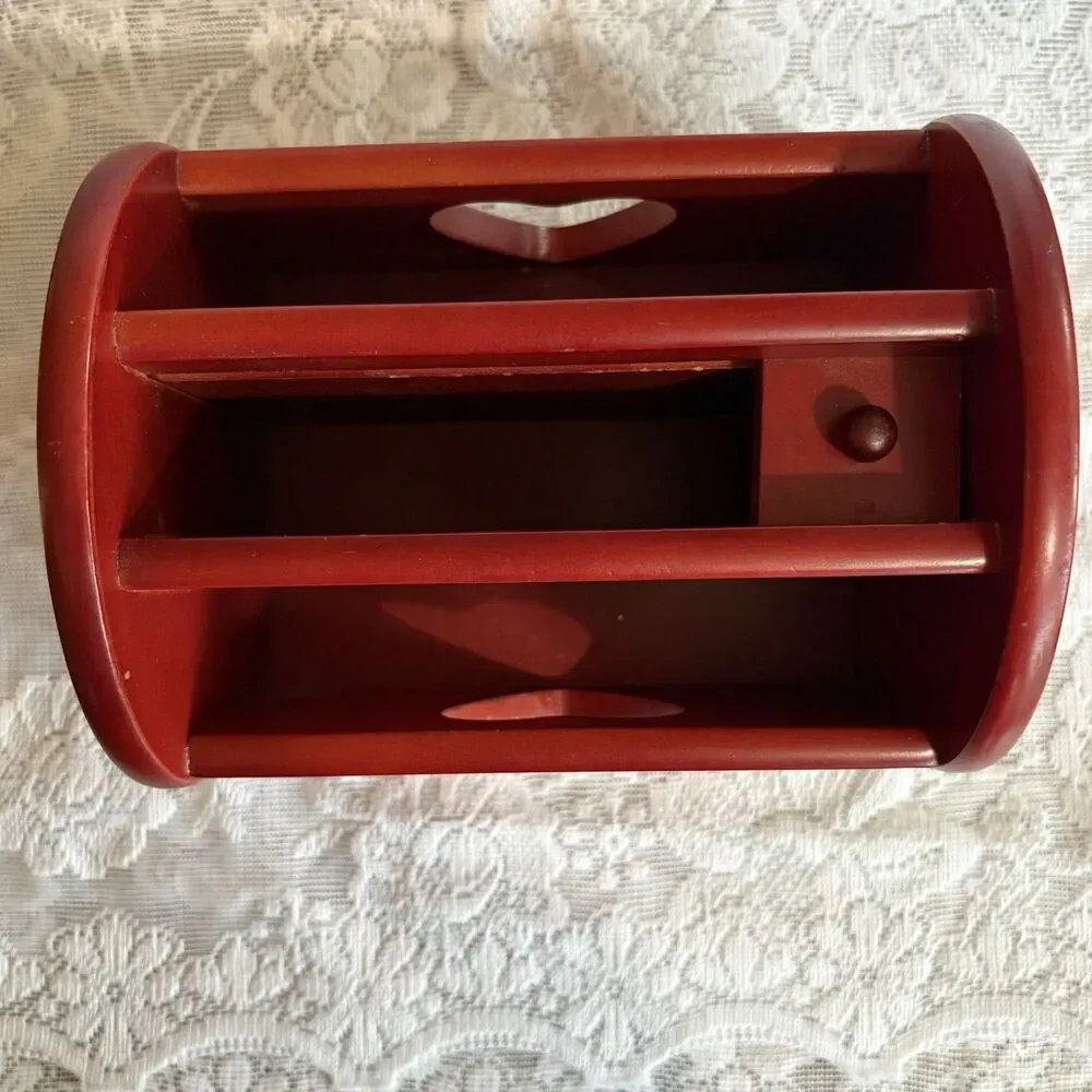 Vintage‎ Wooden Heart Cut-Out Napkin, Mail Holder 7” Lazy Susan Cottagecore
